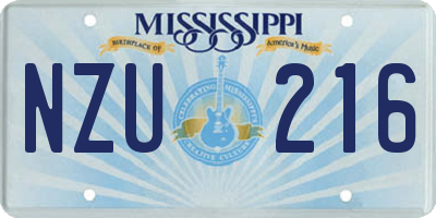 MS license plate NZU216