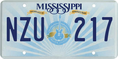 MS license plate NZU217