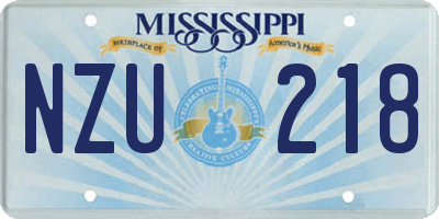 MS license plate NZU218