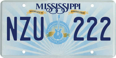 MS license plate NZU222