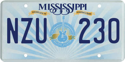 MS license plate NZU230