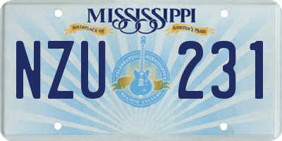 MS license plate NZU231