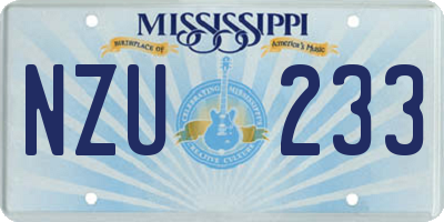 MS license plate NZU233