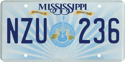 MS license plate NZU236