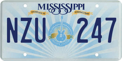 MS license plate NZU247