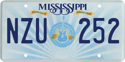 MS license plate NZU252