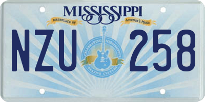 MS license plate NZU258