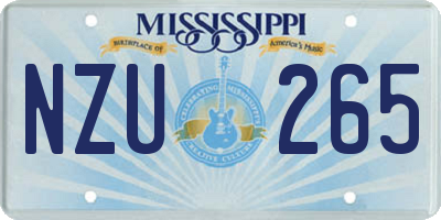 MS license plate NZU265