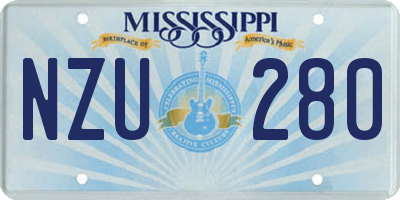 MS license plate NZU280