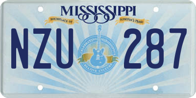 MS license plate NZU287