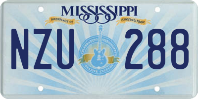 MS license plate NZU288