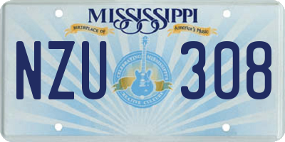 MS license plate NZU308