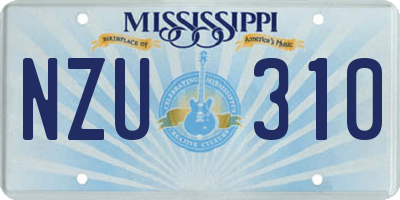 MS license plate NZU310