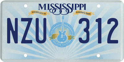 MS license plate NZU312