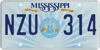 MS license plate NZU314