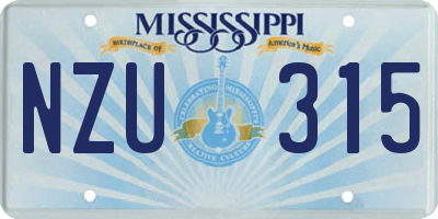 MS license plate NZU315