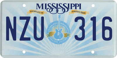 MS license plate NZU316