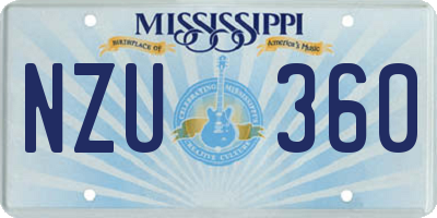 MS license plate NZU360