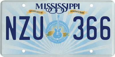 MS license plate NZU366