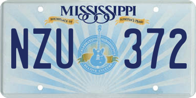 MS license plate NZU372