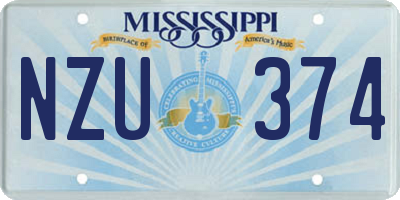 MS license plate NZU374