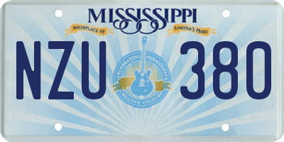 MS license plate NZU380