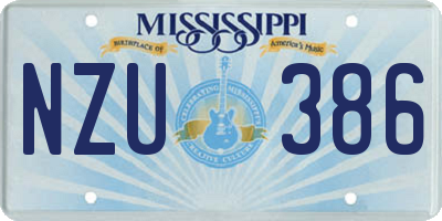 MS license plate NZU386
