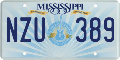 MS license plate NZU389