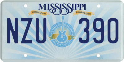 MS license plate NZU390
