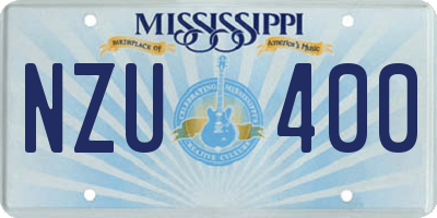MS license plate NZU400