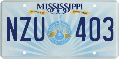 MS license plate NZU403