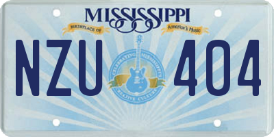 MS license plate NZU404