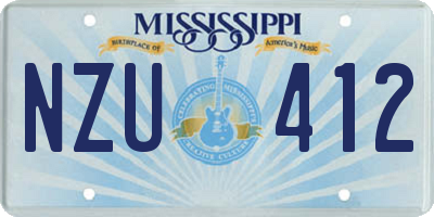 MS license plate NZU412