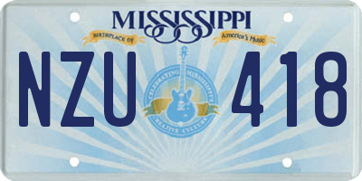 MS license plate NZU418
