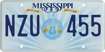 MS license plate NZU455