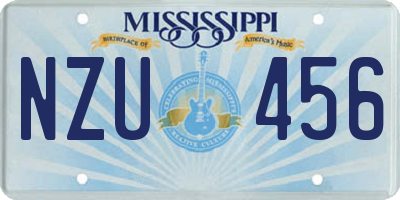 MS license plate NZU456