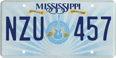 MS license plate NZU457
