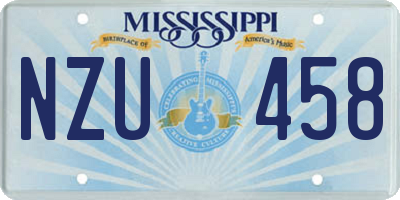 MS license plate NZU458