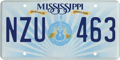 MS license plate NZU463
