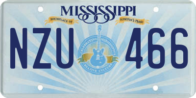 MS license plate NZU466