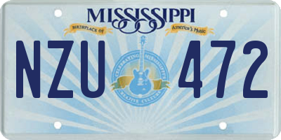 MS license plate NZU472