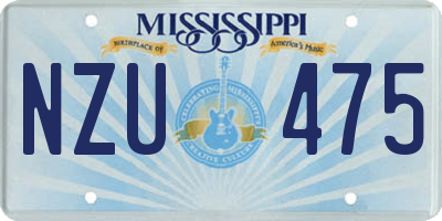 MS license plate NZU475