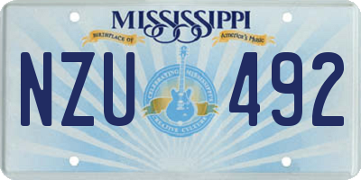 MS license plate NZU492