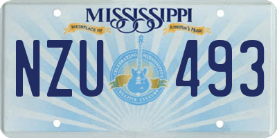 MS license plate NZU493