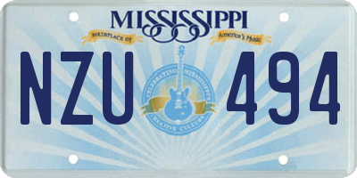 MS license plate NZU494