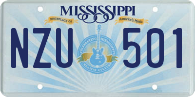 MS license plate NZU501