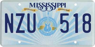 MS license plate NZU518