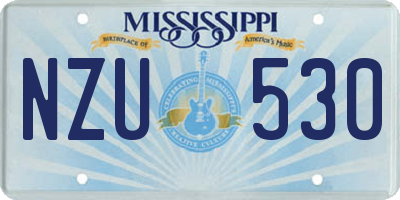 MS license plate NZU530