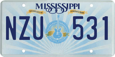 MS license plate NZU531