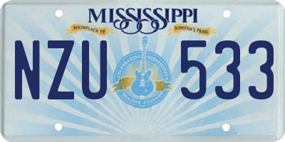 MS license plate NZU533
